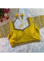 Italian Silk Yellow Wedding Wear Embroidery Work Readymade Blouse